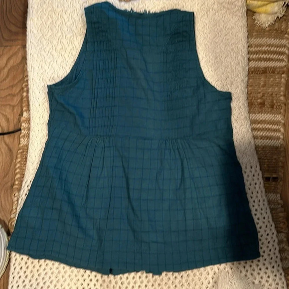 Maeve by Anthropologie Teal Button-Down Sleeveless Top - Picture 4 of 6
